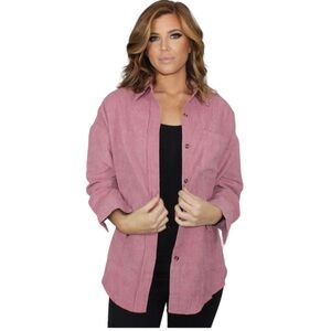 Pink Corduroy Button Down Shirt